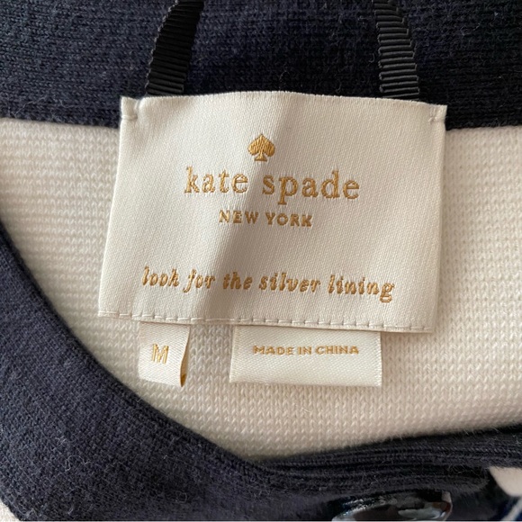 KATE SPADE ♠️ Classic Sweater Jacket Medium off White & Black - Picture 4 of 4